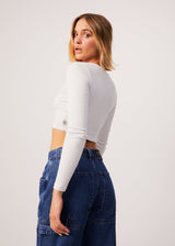 Afends Womens Harlow - Recycled Ribbed Long Sleeve Top - Off White - Afends womens harlow   recycled ribbed long sleeve top   off white   sustainable clothing   streetwear