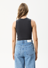 Afends Womens Harlow - Recycled Ribbed Singlet - Charcoal - Afends womens harlow   recycled ribbed singlet   charcoal   sustainable clothing   streetwear
