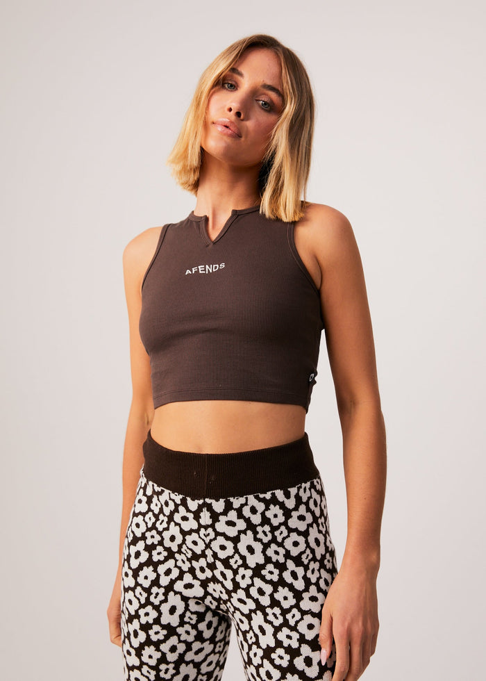 Afends Womens Harlow - Recycled Ribbed Singlet - Coffee - Sustainable Clothing - Streetwear