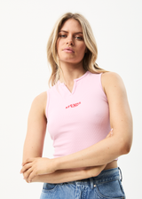 Afends Womens Harlow - Recycled Ribbed Singlet - Powder Pink - Afends womens harlow   recycled ribbed singlet   powder pink   sustainable clothing   streetwear