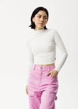 Afends Womens Iconic - Hemp Ribbed Long Sleeve Top - Off White - Afends womens iconic   hemp ribbed long sleeve top   off white   sustainable clothing   streetwear
