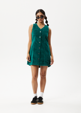 Afends Womens Kaia - Corduroy Mini Dress - Emerald - Afends womens kaia   corduroy mini dress   emerald   sustainable clothing   streetwear