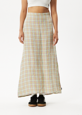 Afends Womens Kali - Maxi Skirt - Pistachio Check - Afends womens kali   maxi skirt   pistachio check   sustainable clothing   streetwear