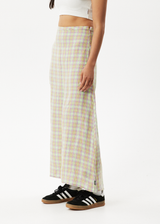 Afends Womens Kali - Maxi Skirt - Pistachio Check - Afends womens kali   maxi skirt   pistachio check   sustainable clothing   streetwear