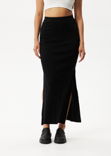 Afends Womens Lilah - Pointelle Maxi Skirt - Black - Afends womens lilah   pointelle maxi skirt   black   sustainable clothing   streetwear