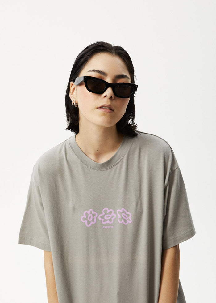 Afends Womens Lily Slay - Oversized Graphic T-Shirt - Olive - Sustainable Clothing - Streetwear