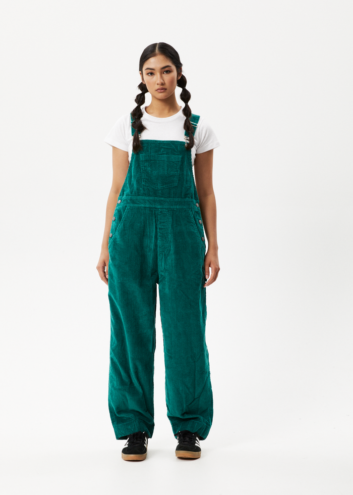 Afends Womens Louis - Corduroy Baggy Overalls - Emerald - Sustainable Clothing - Streetwear