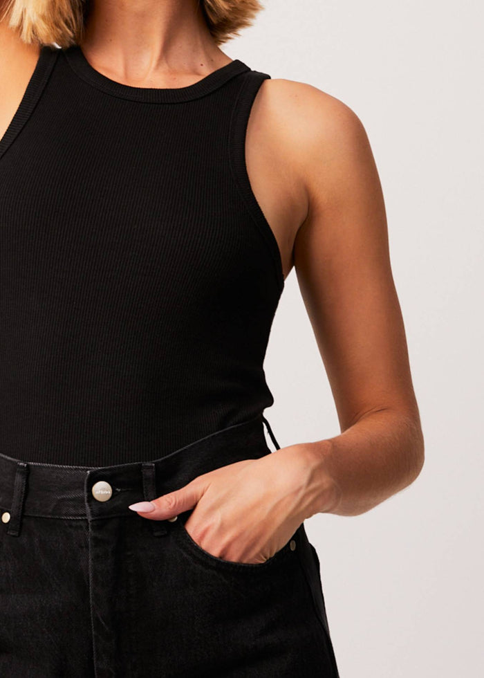 Afends Womens Lydia - Hemp Ribbed Singlet - Black - Sustainable Clothing - Streetwear