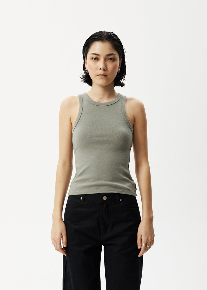 Afends Womens Lydia - Hemp Ribbed Singlet - Olive - Sustainable Clothing - Streetwear