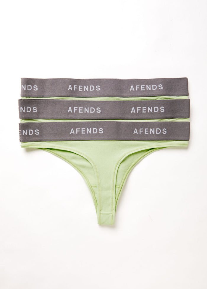 Afends Womens Molly - Hemp G-String Briefs 3 Pack - Lime Green - Sustainable Clothing - Streetwear