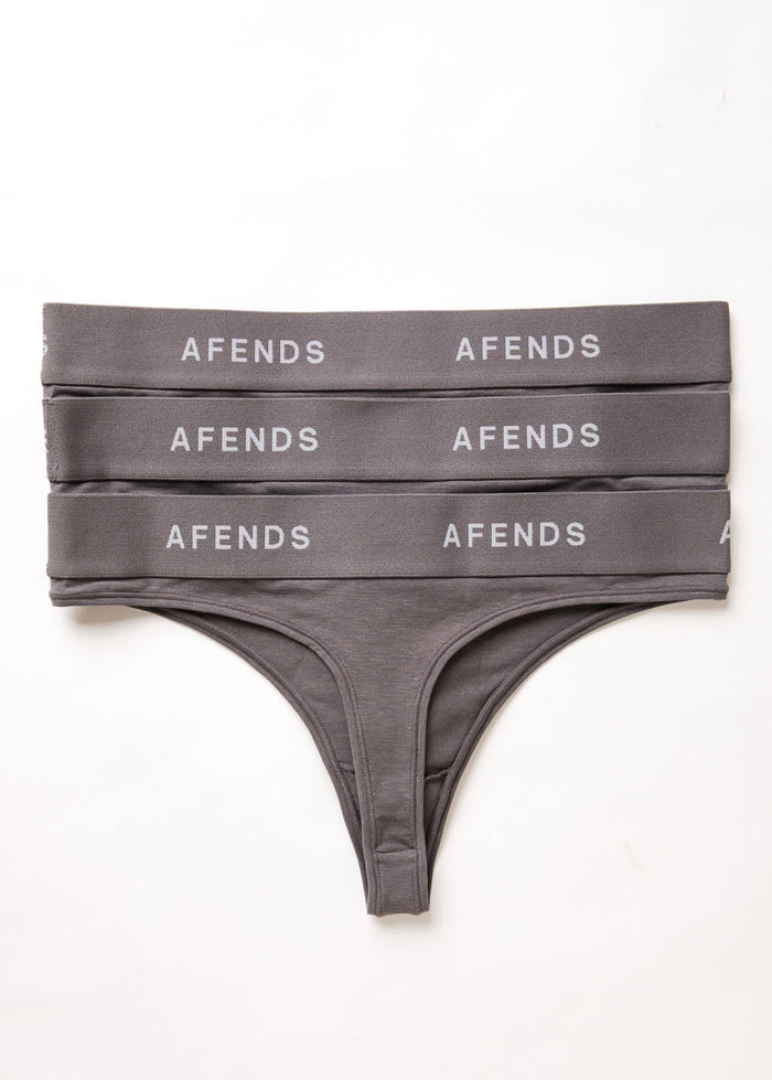 Afends Womens Molly - Hemp G-String Briefs 3 Pack - Steel - Sustainable Clothing - Streetwear