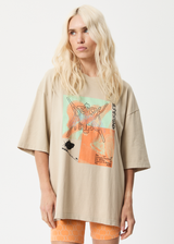 Afends Womens Morton - Recycled Oversized Graphic T-Shirt - Cement - Afends womens morton   recycled oversized graphic t shirt   cement   sustainable clothing   streetwear