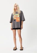 Afends Womens Morton - Recycled Oversized Graphic T-Shirt - Steel - Afends womens morton   recycled oversized graphic t shirt   steel   sustainable clothing   streetwear