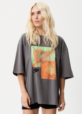 Afends Womens Morton - Recycled Oversized Graphic T-Shirt - Steel - Afends womens morton   recycled oversized graphic t shirt   steel   sustainable clothing   streetwear