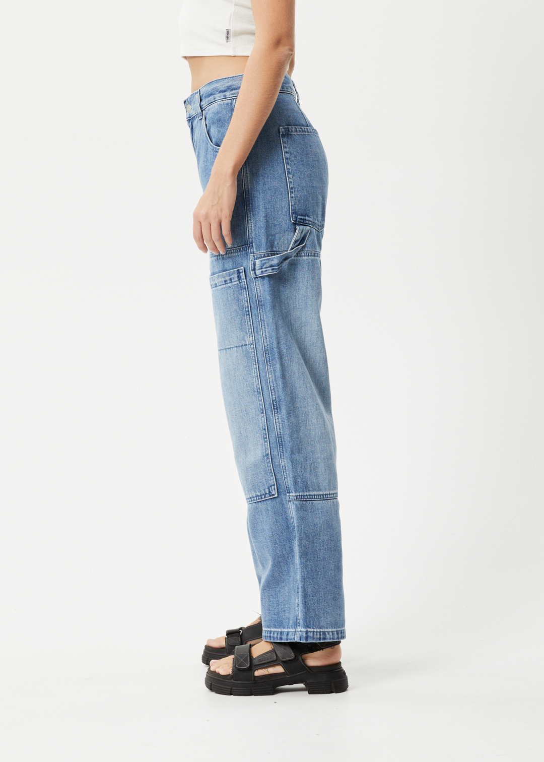 Afends Womens Moss - Hemp Denim Carpenter Jeans - Worn Blue - Sustainable Clothing - Streetwear