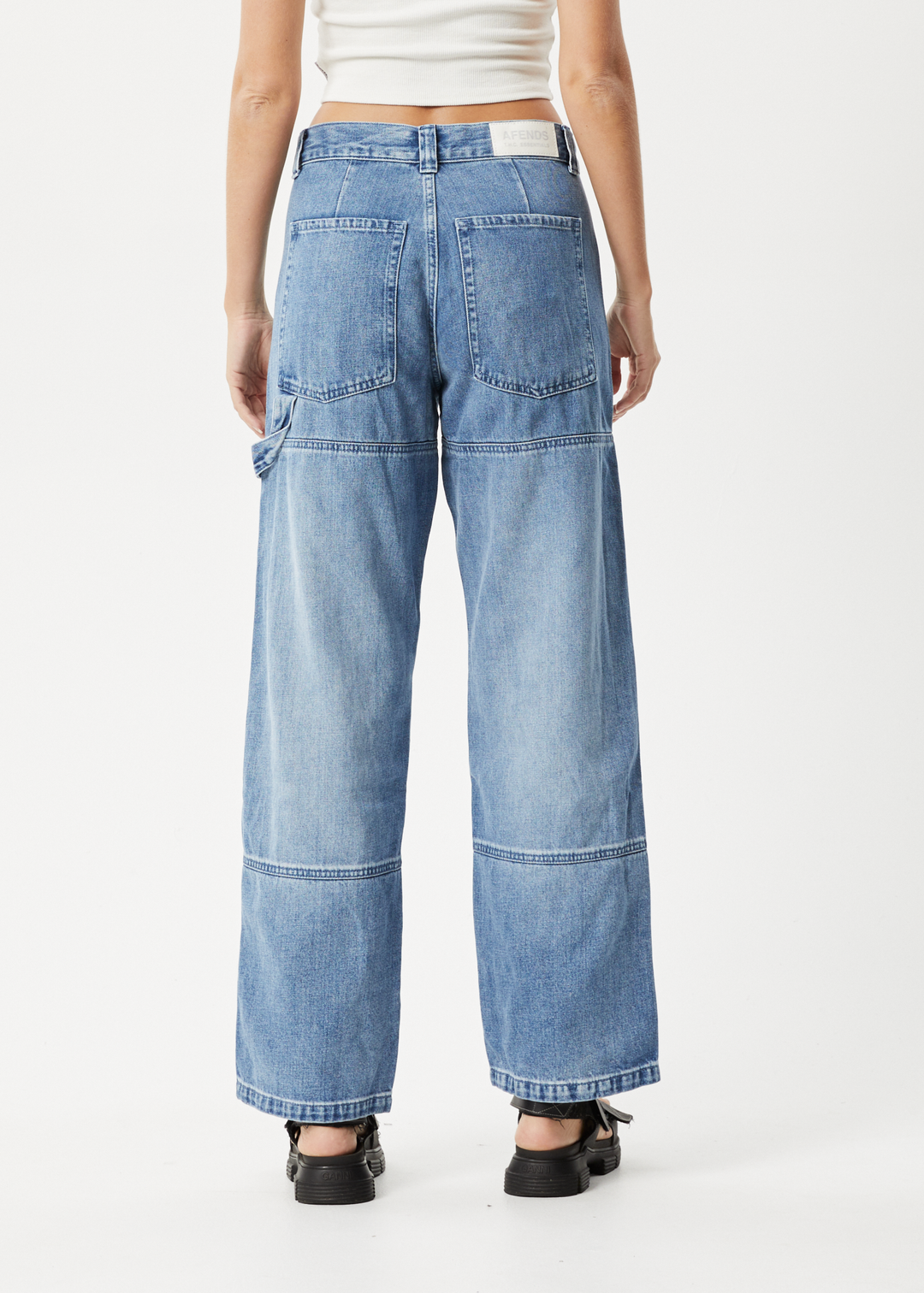 Afends Womens Moss - Hemp Denim Carpenter Jeans - Worn Blue - Sustainable Clothing - Streetwear