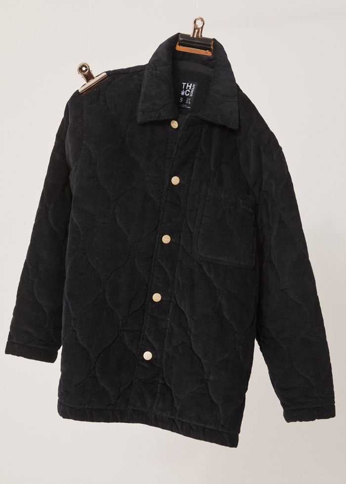 Afends Womens Night Away - Hemp Corduroy Puffer Jacket - Black - Sustainable Clothing - Streetwear