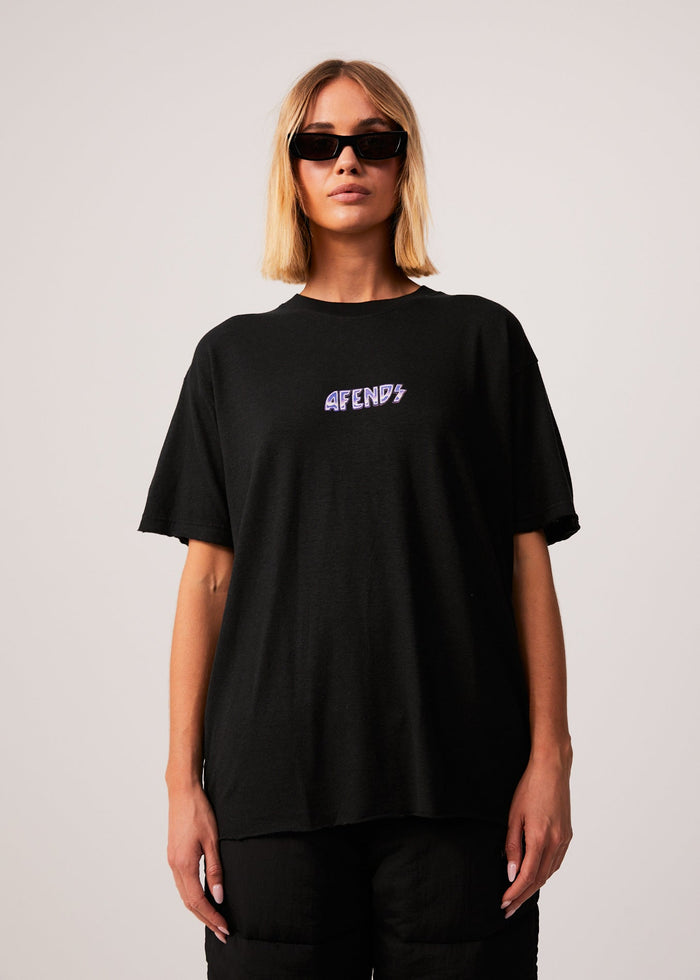 Afends Womens Pearly - Hemp Oversized T-Shirt - Black - Sustainable Clothing - Streetwear