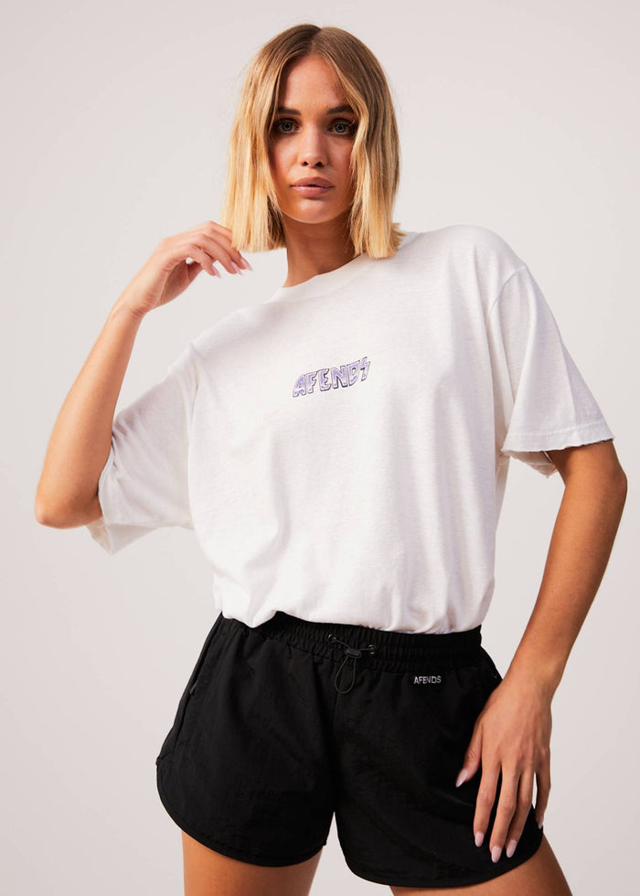 Afends Womens Pearly - Hemp Oversized T-Shirt - White - Sustainable Clothing - Streetwear