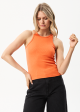 Afends Womens Pearly - Hemp Ribbed Singlet - Orange - Afends womens pearly   hemp ribbed singlet   orange   sustainable clothing   streetwear