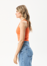 Afends Womens Pearly Cropped - Hemp Ribbed Singlet - Orange - Afends womens pearly cropped   hemp ribbed singlet   orange   sustainable clothing   streetwear