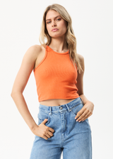 Afends Womens Pearly Cropped - Hemp Ribbed Singlet - Orange - Afends womens pearly cropped   hemp ribbed singlet   orange   sustainable clothing   streetwear