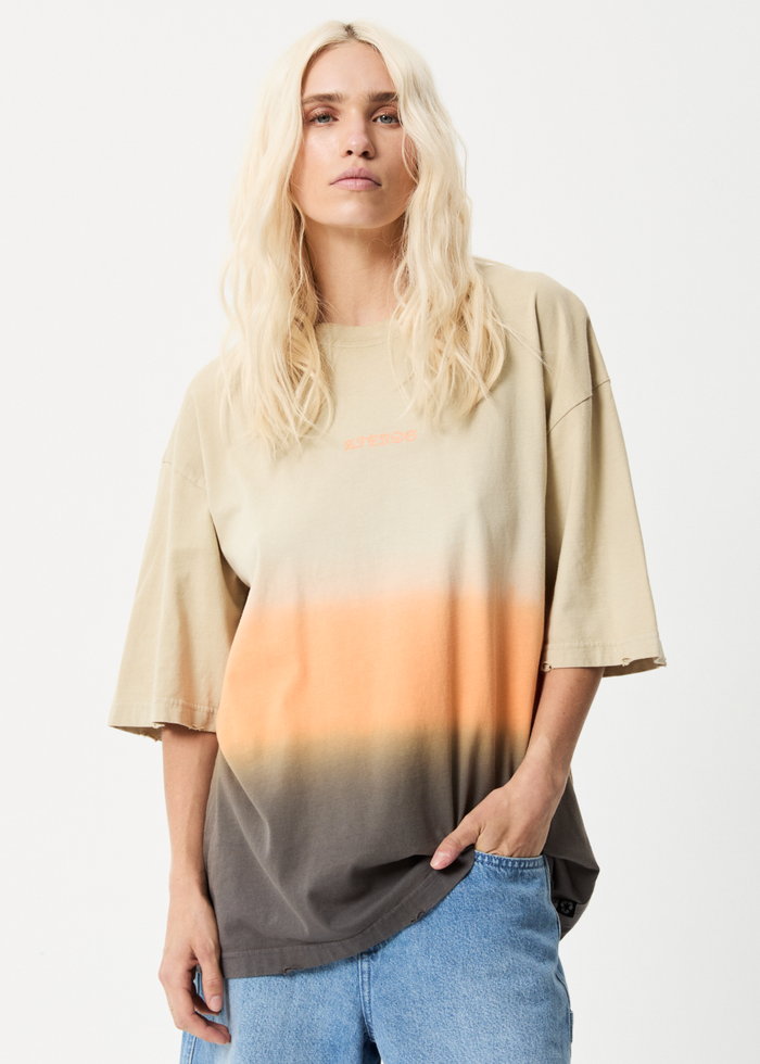 Afends Womens Polarised - Recycled Oversized T-Shirt - Cement - Sustainable Clothing - Streetwear