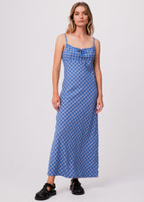 Afends Womens Porcelain - Hemp Check Maxi Dress - Electric Blue - Https://player.vimeo.com/external/662826447.hd.mp4?s=20e3b03116bc1daceadc5a3932bb1ea11b7496cd&profile_id=175