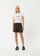 Afends Womens Seventy Threes - Organic Denim High Waisted Shorts - Faded Coffee - Afends womens seventy threes   organic denim high waisted shorts   faded coffee   sustainable clothing   streetwear