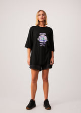 Afends Womens Shell - Hemp Oversized Graphic T-Shirt - Black - Afends womens shell   hemp oversized graphic t shirt   black   sustainable clothing   streetwear