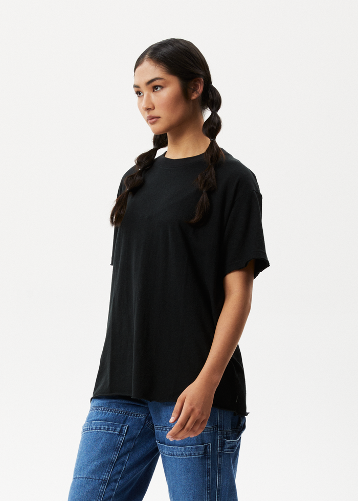 Afends Womens Slay - Hemp Oversized T-Shirt - Black - Sustainable Clothing - Streetwear