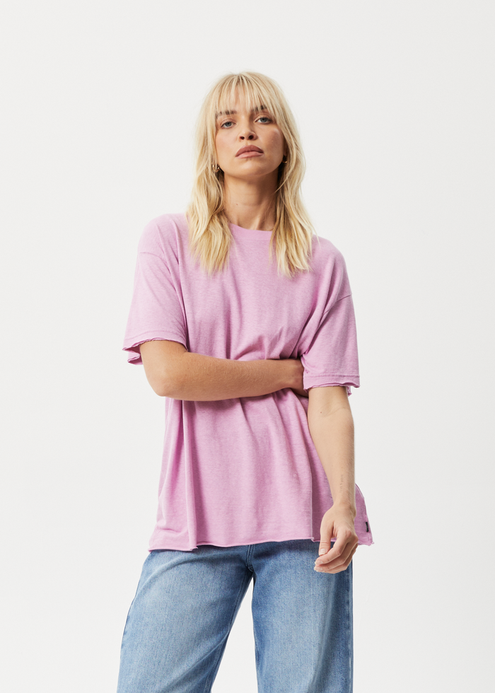 Afends Womens Slay - Hemp Oversized T-Shirt - Candy - Sustainable Clothing - Streetwear