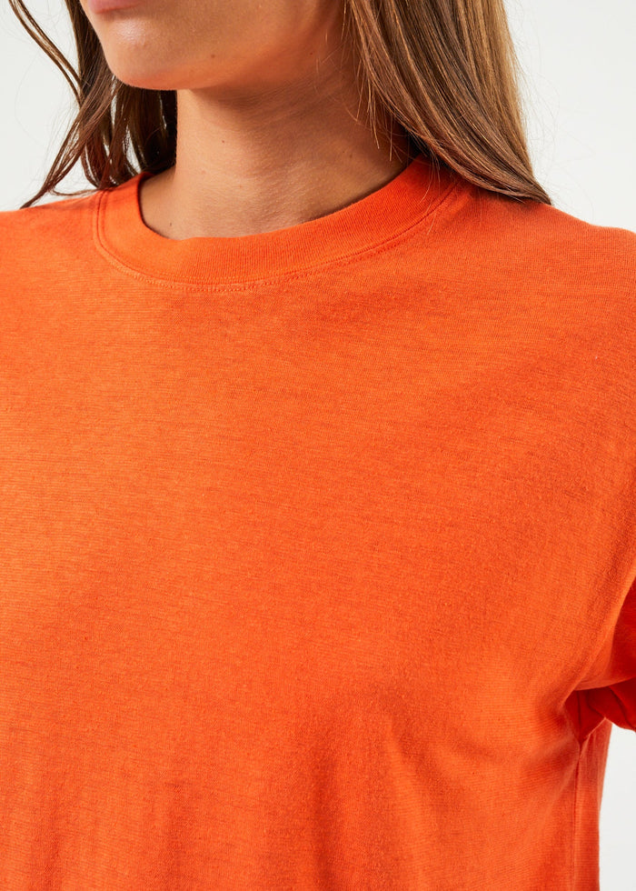 Afends Womens Slay - Hemp Oversized T-Shirt - Orange - Sustainable Clothing - Streetwear