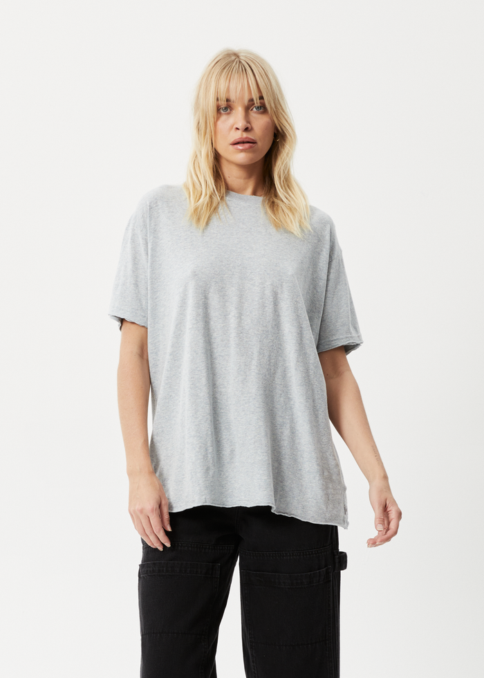 Afends Womens Slay - Hemp Oversized T-Shirt - Shadow Grey Marle - Sustainable Clothing - Streetwear
