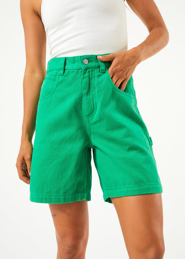 Afends Womens Sleepy Hollow Emilie - Hemp Twill Carpenter Shorts - Forest - Sustainable Clothing - Streetwear