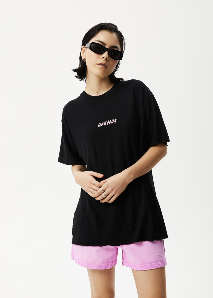 Afends Womens Sun Dancer Slay - Oversized T-Shirt - Black - Sustainable Clothing - Streetwear