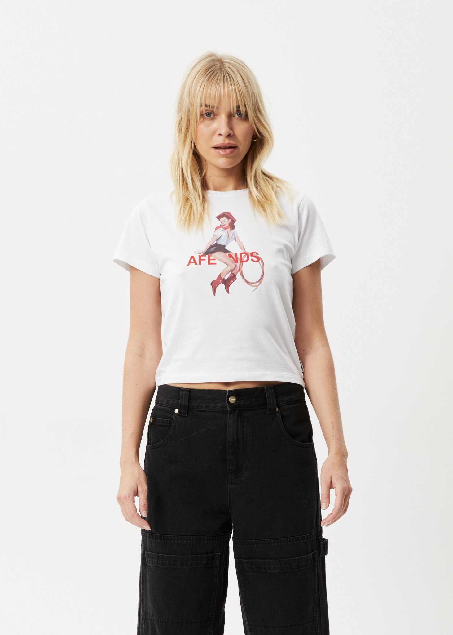 Afends Womens Sweet West - Recycled Baby T-Shirt - White - Afends Europe