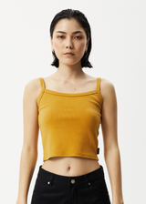 Afends Womens Taylor - Hemp Ribbed Singlet - Mustard - Afends womens taylor   hemp ribbed singlet   mustard   sustainable clothing   streetwear