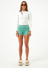 Afends Womens Tully - Hemp Ribbed Check Booty Shorts - Forest Check - Afends womens tully   hemp ribbed check booty shorts   forest check   sustainable clothing   streetwear