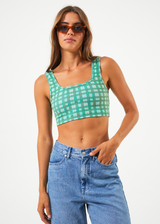 Afends Womens Tully - Hemp Ribbed Check Sleeveless Top - Forest Check - Afends womens tully   hemp ribbed check sleeveless top   forest check   sustainable clothing   streetwear