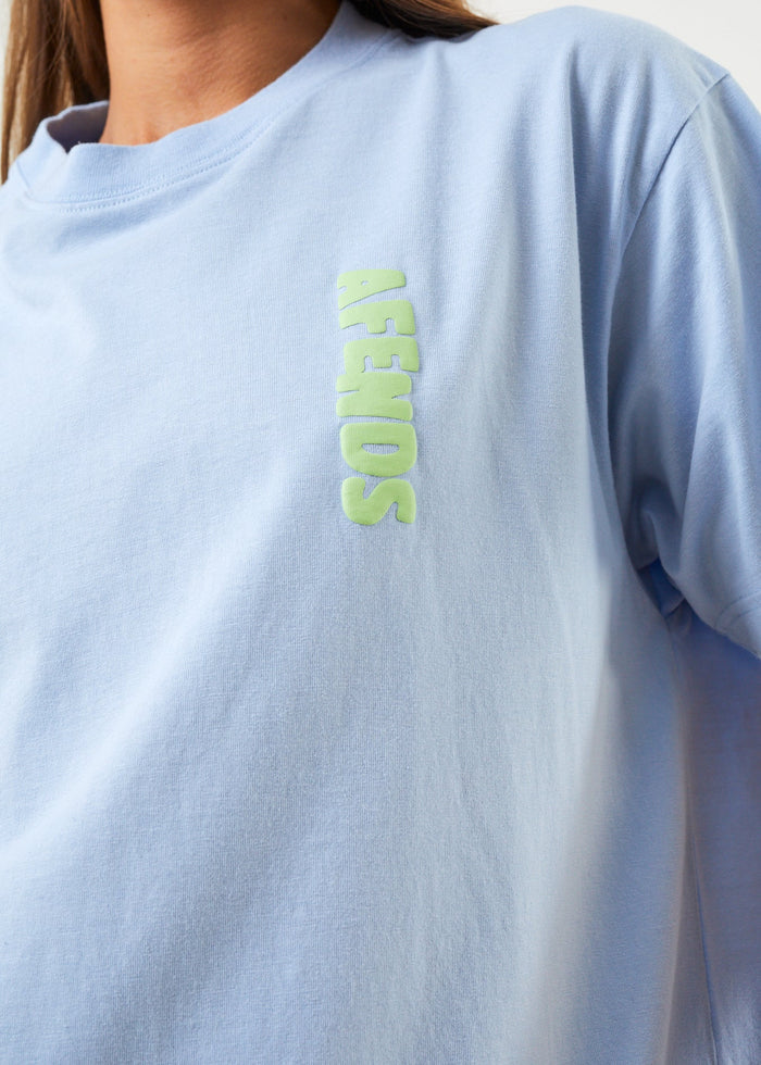 Afends Womens Underworld - Recycled Oversized T-Shirt - Powder Blue - Sustainable Clothing - Streetwear
