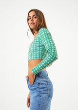Afends Womens Tully - Hemp Ribbed Check Long Sleeve Top - Forest Check - Afends womens tully   hemp ribbed check long sleeve top   forest check   sustainable clothing   streetwear