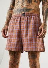 Afends Unisex Colby - Hemp Check Boxers - Plum - Afends unisex colby   hemp check boxers   plum   sustainable clothing   streetwear