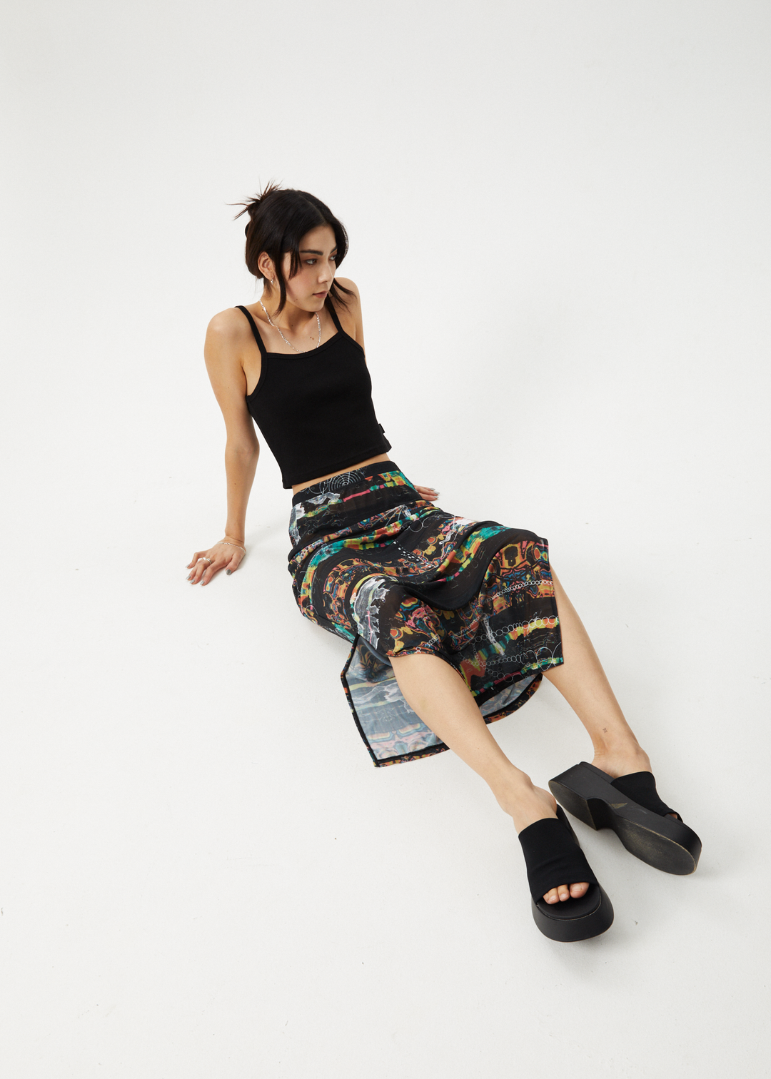 Afends Womens Astral - Sheer Maxi Skirt - Black - Sustainable Clothing - Streetwear