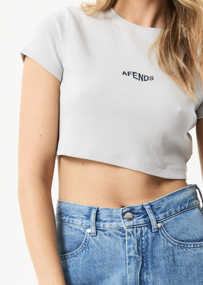 Afends Womens Harlow - Recycled Ribbed Baby T-Shirt - Smoke - Sustainable Clothing - Streetwear
