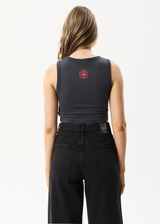 Afends Womens To Grow - Recycled Cropped Graphic Tank - Charcoal - Afends womens to grow   recycled cropped graphic tank   charcoal   sustainable clothing   streetwear
