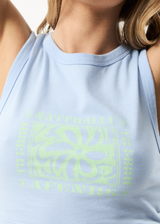 Afends Womens To Grow - Recycled Cropped Graphic Tank - Powder Blue - Afends womens to grow   recycled cropped graphic tank   powder blue   sustainable clothing   streetwear