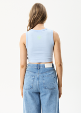 Afends Womens To Grow - Recycled Cropped Graphic Tank - Powder Blue - Afends womens to grow   recycled cropped graphic tank   powder blue   sustainable clothing   streetwear