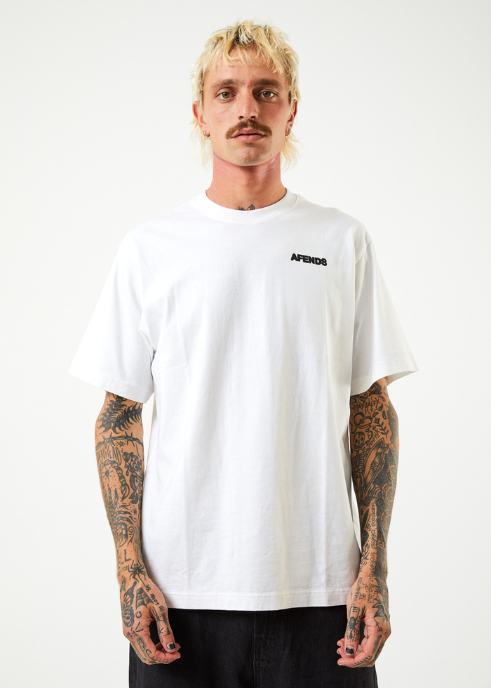 Afends Mens Universal - Recycled Retro Graphic T-Shirt - White - Sustainable Clothing - Streetwear