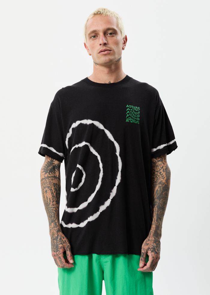 Afends Unisex Spiral - Unisex Hemp Boxy T-Shirt - Black - Sustainable Clothing - Streetwear